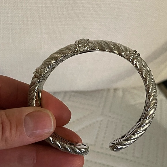 VTG Judith Ripka 925 Sterling Silver & CZ
Stones Hinged Cuff Bracelet, 69.75 G - Picture 2 of 7